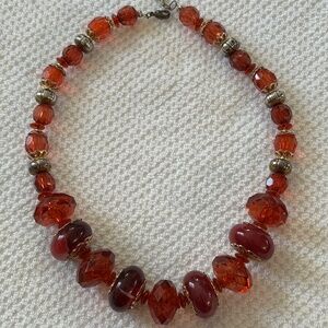 vintage art amber bead necklace